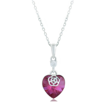 Pink Crystal Stone silver necklace