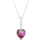 Pink Crystal Stone silver necklace