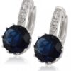 Simple Hoop earring with royal blue and silver stone