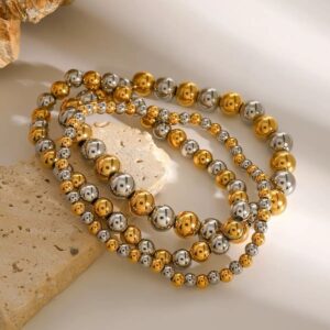 Mixed Metal Elastic Bracelet