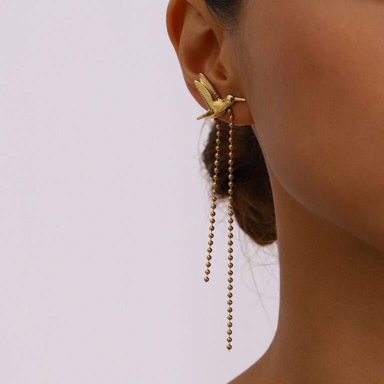 Stainless Steel Dove Earring with Tassel
